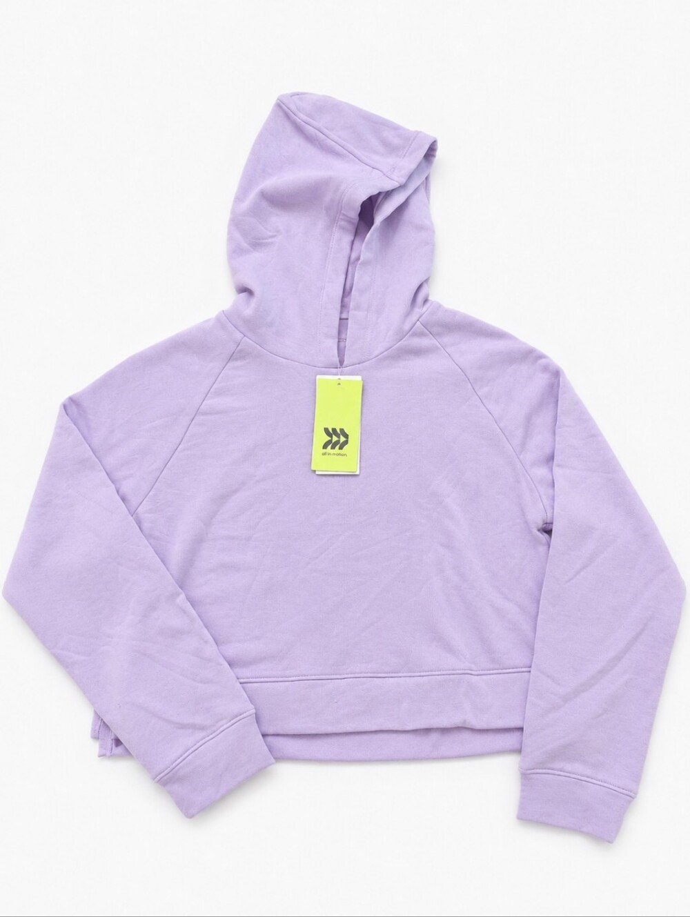 NWT All in‎ Motion Girls Large 10/12 Lilac Purple Modal Cropped Pullover Hoodie